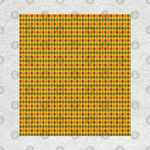 Mustard Yellow Brown Green and Orange Argyle Pattern Diamond Checks by squeakyricardo